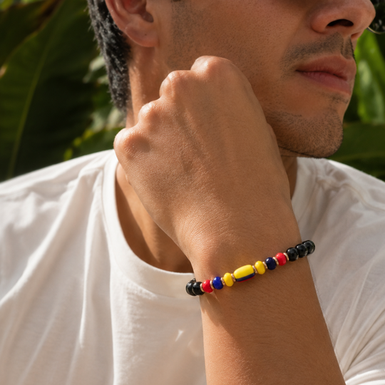 Handmade Colombian Beaded Bracelet | Adjustable Colombia Flag Bracelet | Men&
