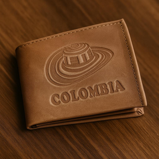 Leather Wallet for Men Handmade | Colombian Bifold with Vueltiao Hat | Unique Artisan Gift