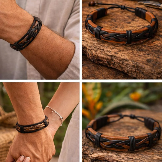 Handmade Braided Leather Bracelet | Colombian Artisan Style, Adjustable Fit