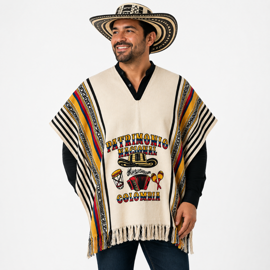 Colombian Paisa Poncho | National Heritage Edition | Handmade Colombian Ruana | Unisex Traditional Cape