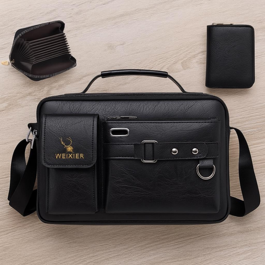Vintage PU Leather Messenger Bag | Waterproof Crossbody Satchel