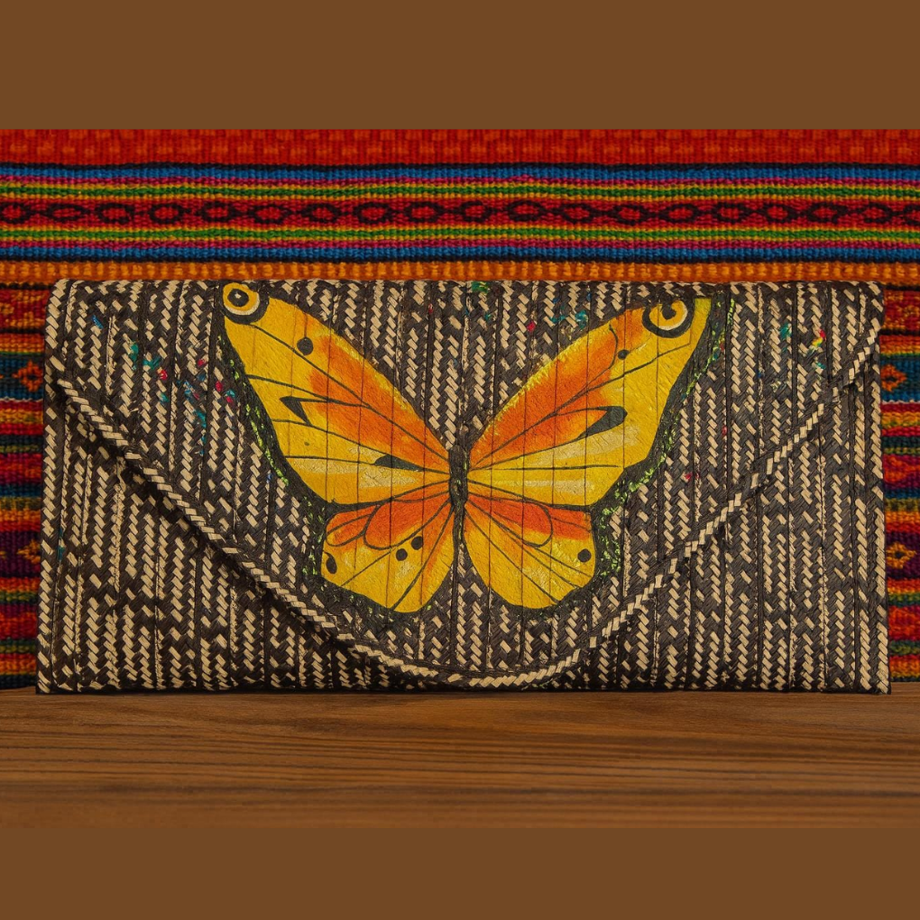 Handwoven Caña Flecha Clutch – Colombian Butterfly Purse, Eco-Friendly