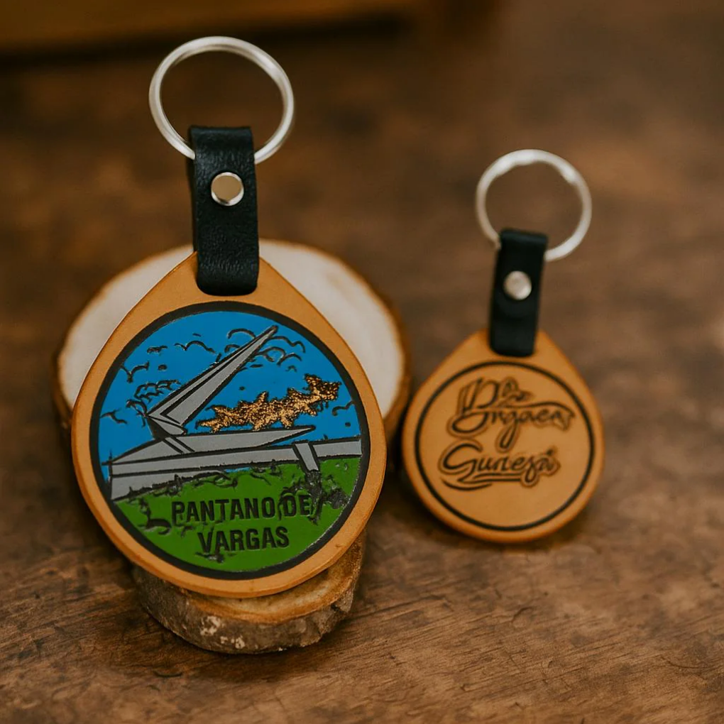 Handmade Leather Keychain – Boyacá Landmarks, Colombian Souvenir