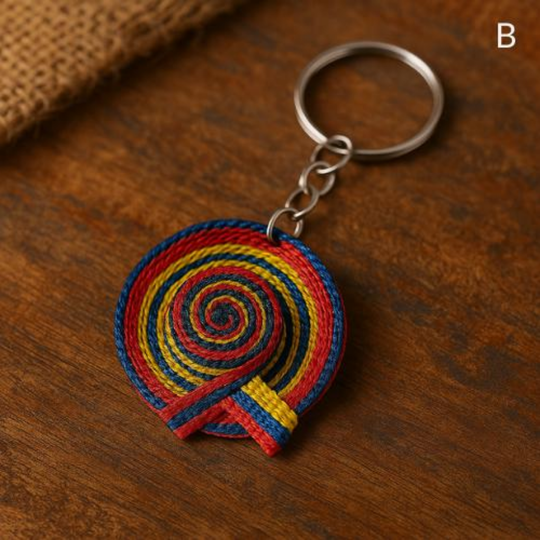 Handmade Sombrero Vueltiao Keychain – Colombian Pride Accessory