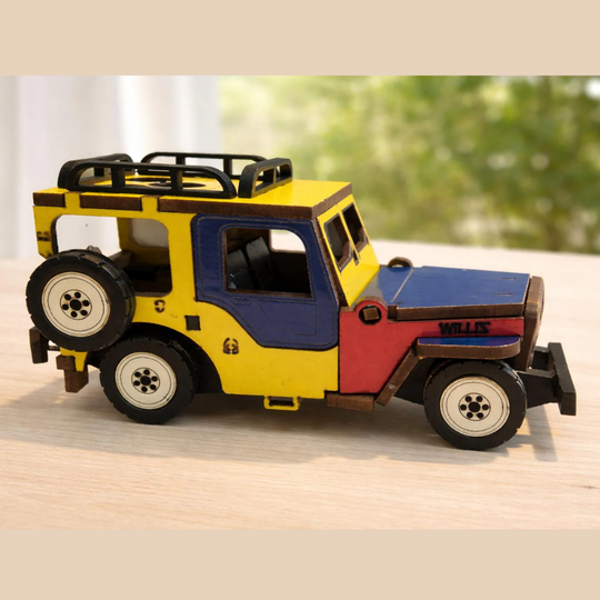 Medium Colombian Willys Jeep | Handmade Wooden Vintage Car | Rustic Folk Art Decor | Collectible Gift