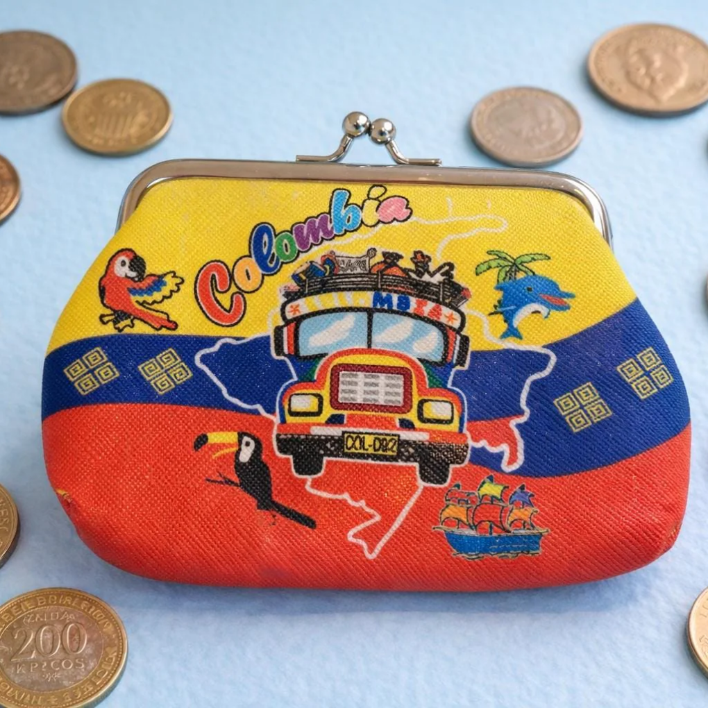 Colombian Fabric Coin Purse | Chiva Bus, Sombrero Vueltiao Souvenir Wallet