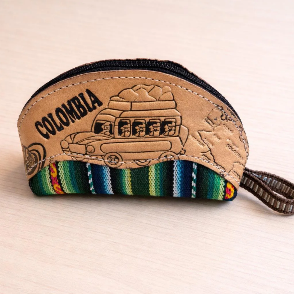 Handmade Colombian Textile Coin Pouch | Artisan Fabric Wallet, Women’s Cultural Zipper Pouch Gift