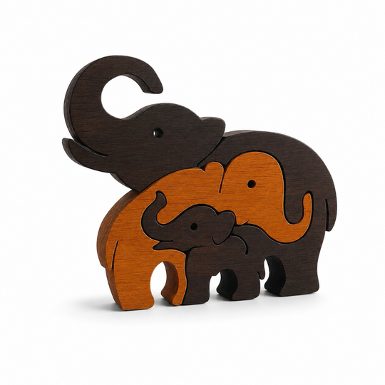 Hand-Painted Wooden Elephant | Colombian Artisan Decor | Colorful Folk Art Figurines