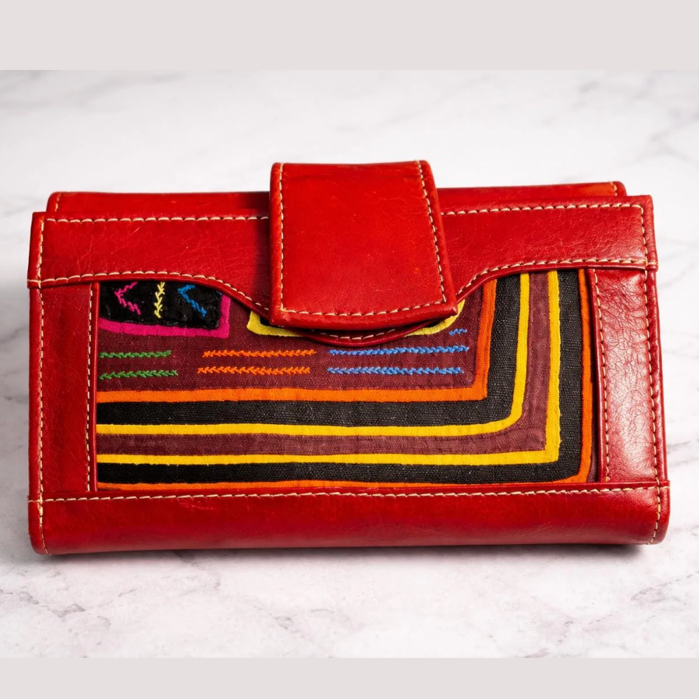 Handmade Leather Mola Checkbook Wallet