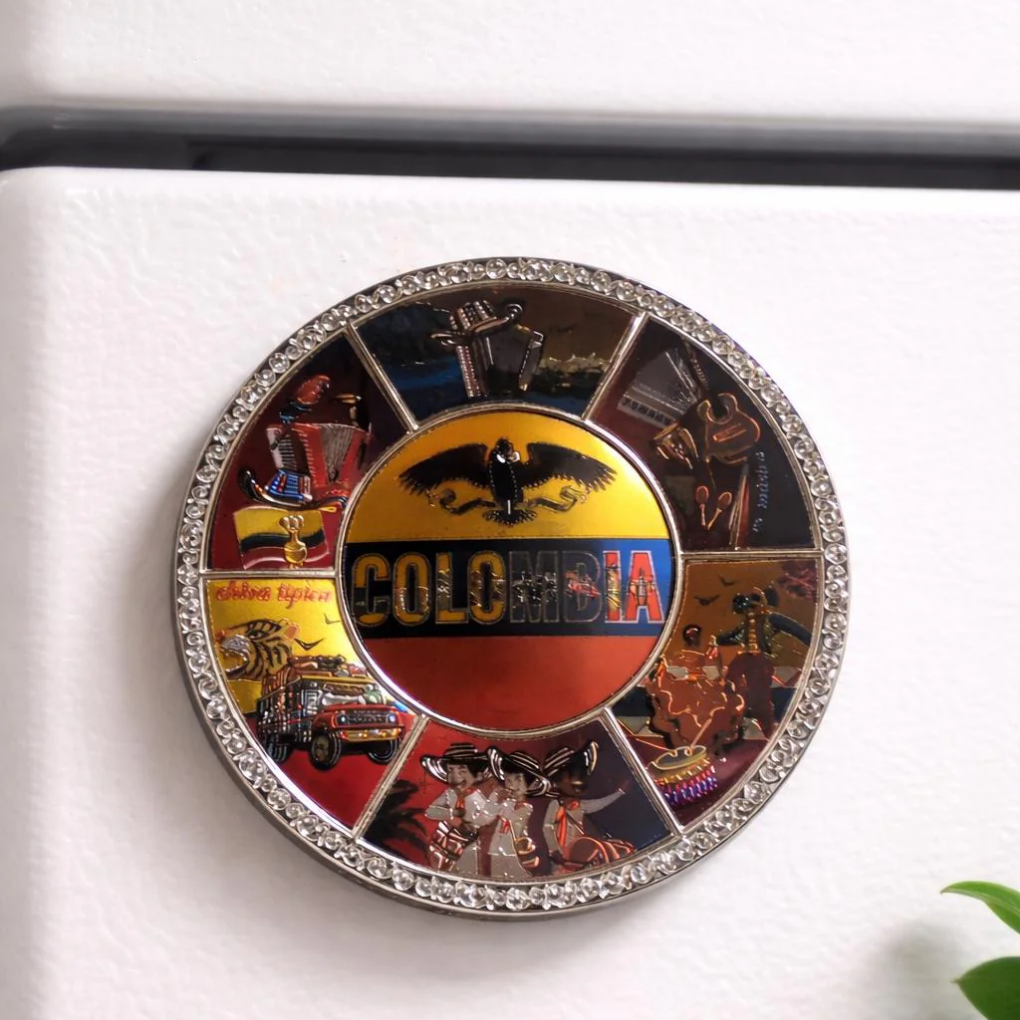 Handmade Colombian Porcelain Plate Magnet  | Colorful Cultural Fridge Decor