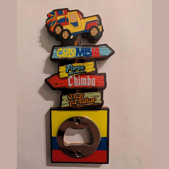 Colombia Bottle Opener Magnet – MDF Fridge Magnet with Colombian Slang &amp; Flag Colors
