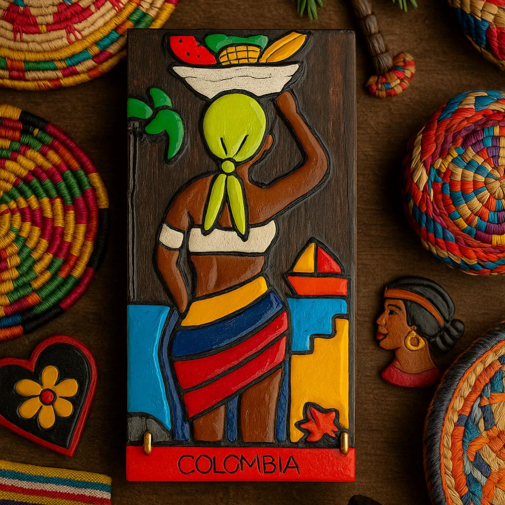 Colombian Wall Key Holder • Colorful Folk Art Decor • Handmade Tropical Wooden Rack