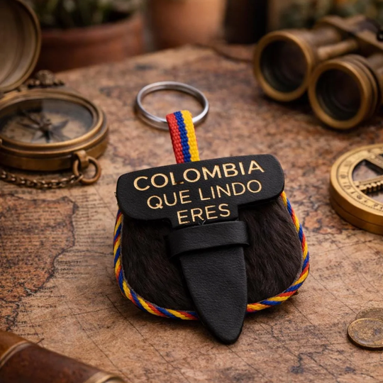 Handmade Leather Colombian Carriel Keychain – Mini Coin Purse, Colombia que Linda Eres