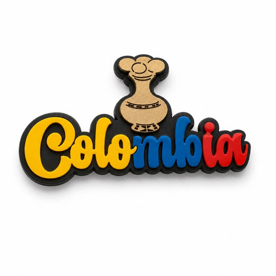 Handmade Colombia Fridge Magnet | Colombian Souvenir with Coffee &amp; Pre-Columbian Symbols