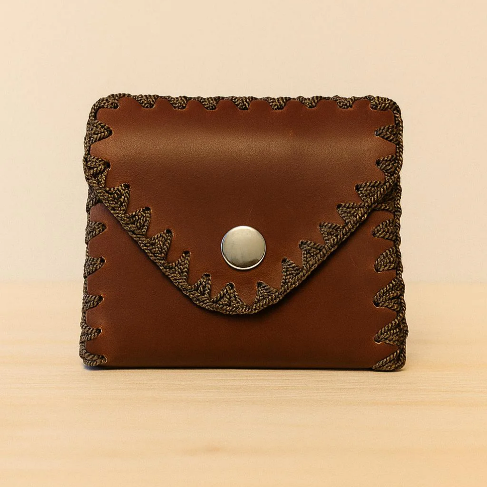 Handmade Rustic Leather Wallet - Colombian Patchwork Design