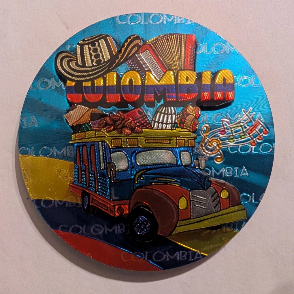 Colombia 3D Magnet – Handmade MDF Fridge Magnet with Accordion, Drums &amp; Sombrero Vueltiao
