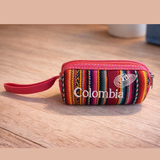 Handmade Colombian Textile Coin Pouch | Colorful Women’s Fabric Zipper Wallet, Latin Artisan Gift