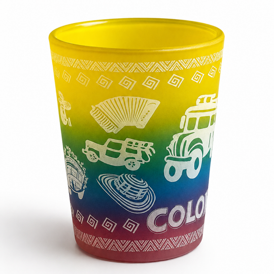 Hand-Painted Colombian Shot Glass – Unbreakable Fiesta Party Souvenir