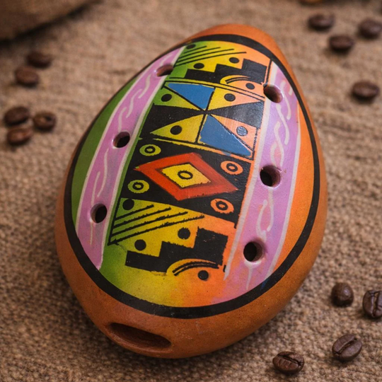 Handmade Colombian Ceramic Ocarina Andean Musical Instrument | Artisan Pre-Columbian Style Flute | Cultural Souvenir Gift