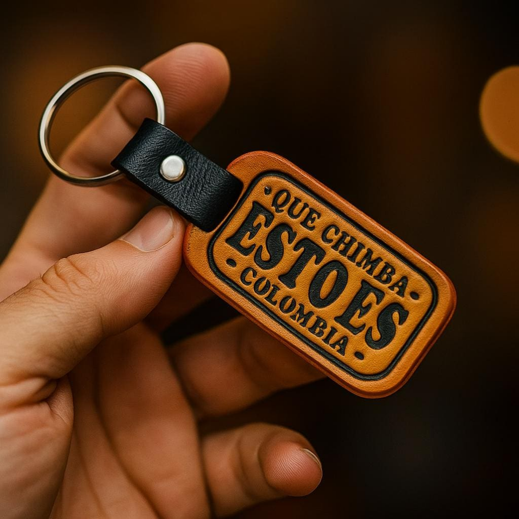Handmade Colombian Leather Keychain – Funny Latin Phrases, Souvenir Gift
