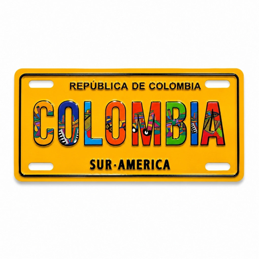 Colombian License Plate Magnet  Mini Fridge Magnet | Republica de Colombia Souvenir