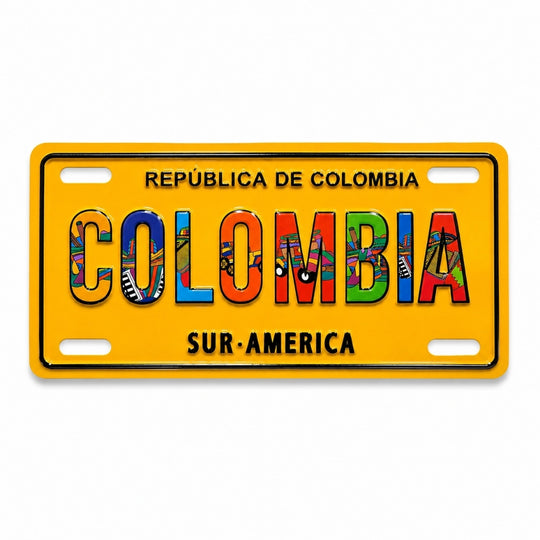 Colombian License Plate Magnet  Mini Fridge Magnet | Republica de Colombia Souvenir