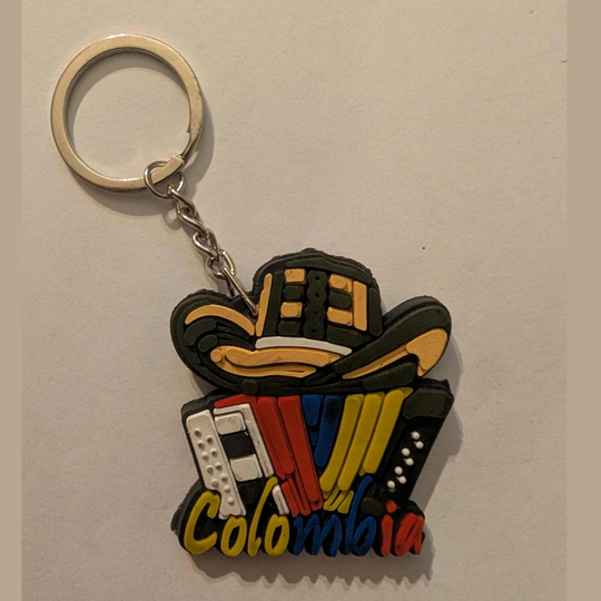 Colombian Rubber Keychain Set – Handmade-Style Souvenirs with Chiva, Jeep, Hat &amp; Parrot Designs