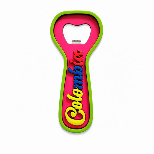 Handmade Fluorescent Colombia Bottle Opener – Magnetic Fridge Magnet