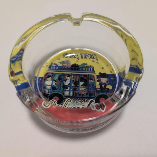 Colombian Glass Ashtray Colorful Artisan Table Decor