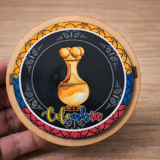 Colombian Coasters Set | Cultural Drink Coasters with Holder – Coffee Table Decor Gift