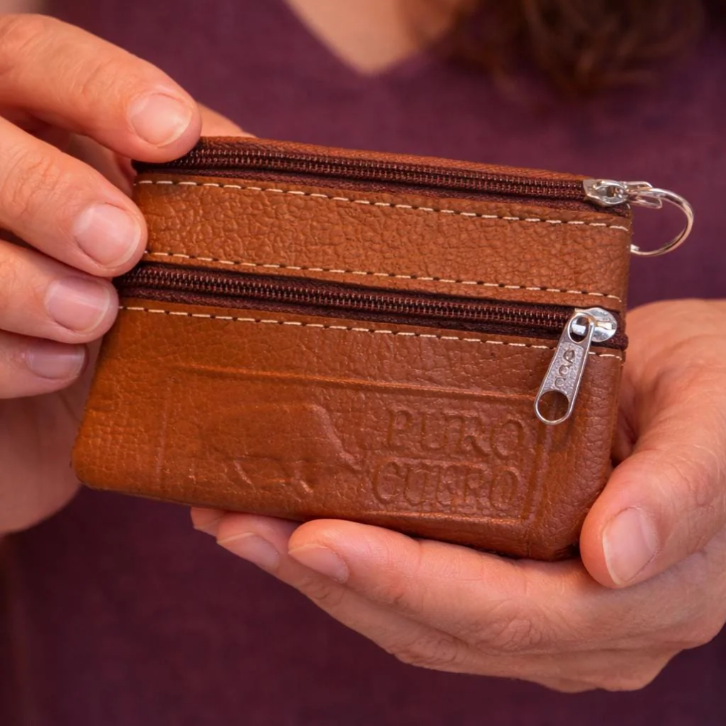 Handmade Colombian Leather Coin Pouch | Rustic Artisan Keychain Wallet