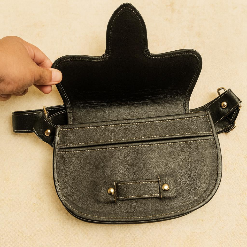 Handmade Leather Carriel Bag | Colombian Mola Art, Shoulder Bag