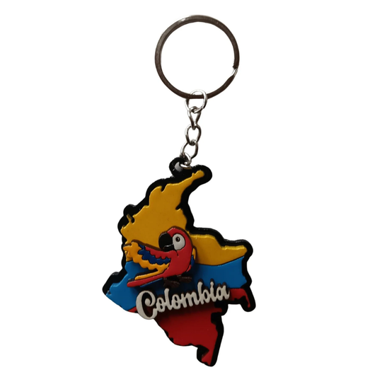 Colombia Map Keychain – Handmade Colombian Souvenir, Colorful Flag Keyring, Fair Trade Gift, Travel Keepsake