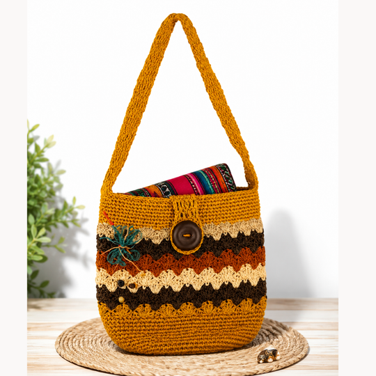 Handmade Colombian Fique Crossbody Bag | Natural Fiber Artisan Shoulder Purse