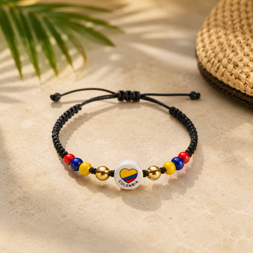Handmade Colombian Charm Bracelet | Adjustable Friendship Bracelet | Colombia Symbol Collection