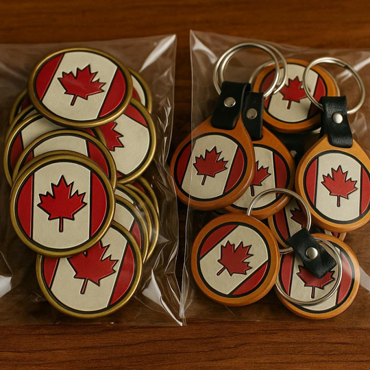 Handmade Leather “Oh Canada” Set – Keychain + Magnet Combo