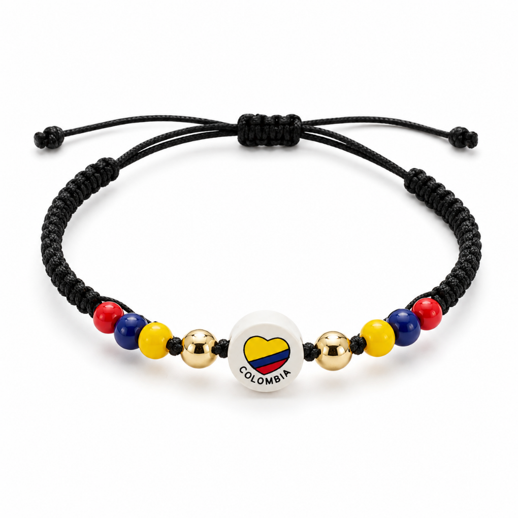 Handmade Colombian Charm Bracelet | Adjustable Friendship Bracelet | Colombia Symbol Collection
