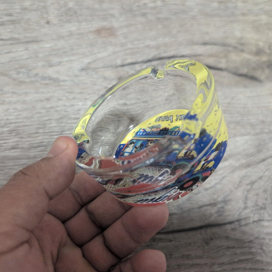 Colombian Glass Ashtray Colorful Artisan Table Decor