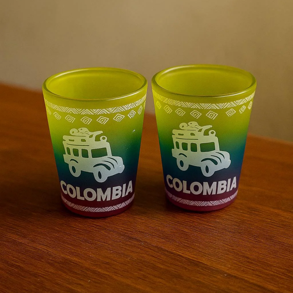 Hand-Painted Colombian Shot Glass – Unbreakable Fiesta Party Souvenir