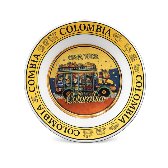 Handmade Colombian Chiva Decorative Plate  | Colorful Cultural Home Decor