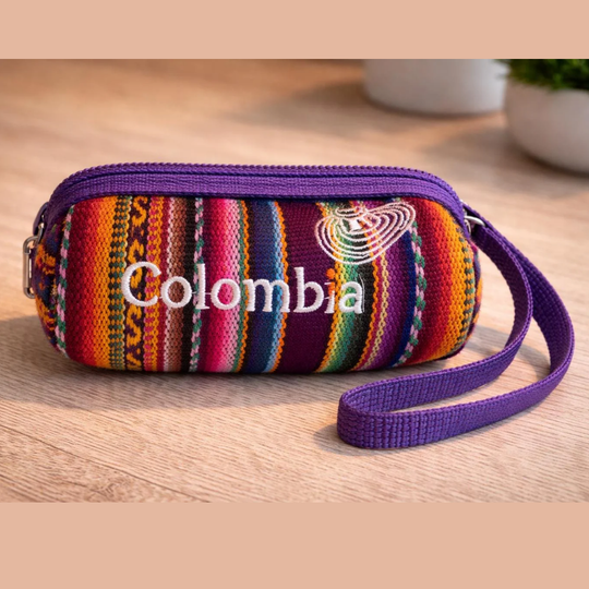 Handmade Colombian Textile Coin Pouch | Colorful Women’s Fabric Zipper Wallet, Latin Artisan Gift