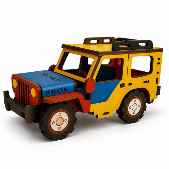 Handmade Mini MDF Jeep Willys – Colombian Souvenir Decor
