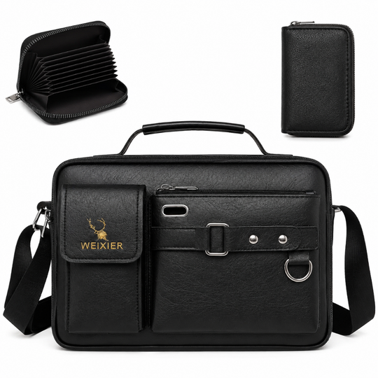 Vintage PU Leather Messenger Bag | Waterproof Crossbody Satchel