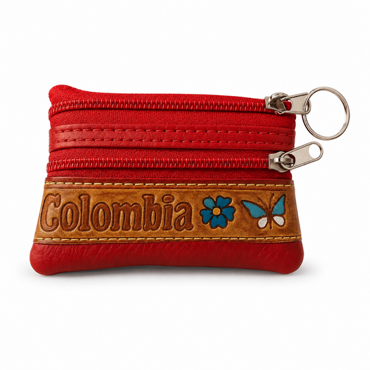 Handmade Colombian Leather Coin Purse – Artisan Painted Mini Wallet