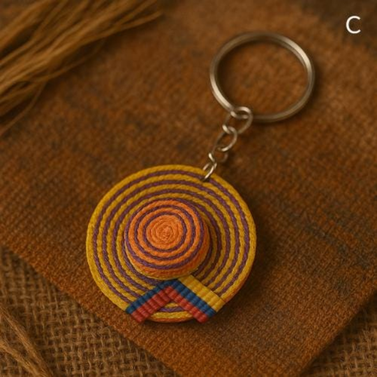 Handmade Sombrero Vueltiao Keychain – Colombian Pride Accessory