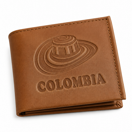 Leather Wallet for Men Handmade | Colombian Bifold with Vueltiao Hat | Unique Artisan Gift