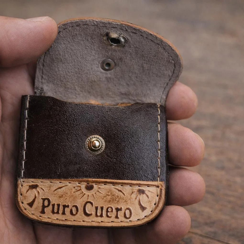 Handmade Colombian Leather Coin Pouch | Rustic Belt Wallet for Men