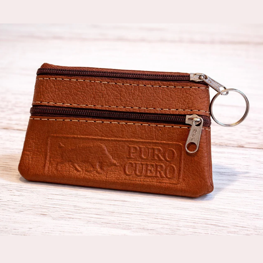 Handmade Colombian Leather Coin Pouch | Rustic Artisan Keychain Wallet