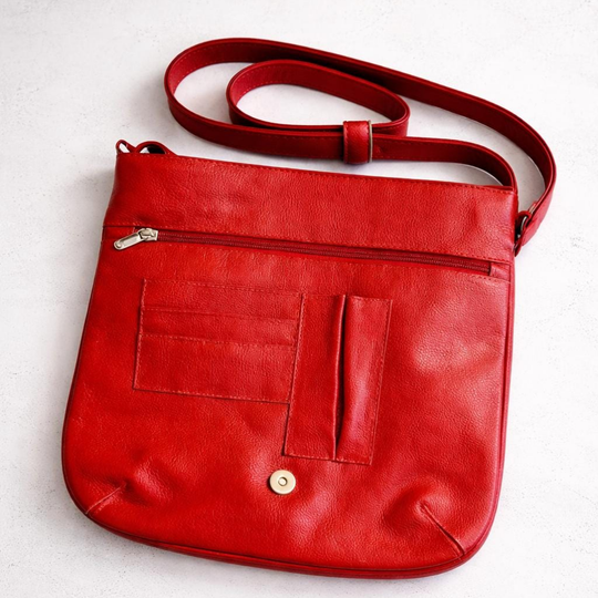 Handmade Leather &amp; Mola Crossbody Bag