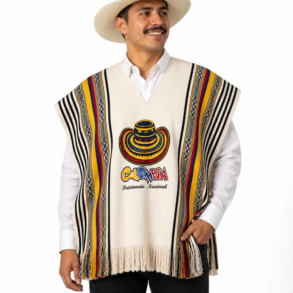 Colombian Paisa Poncho – Handmade Heritage Ruana | Unisex Traditional Colombian Cape